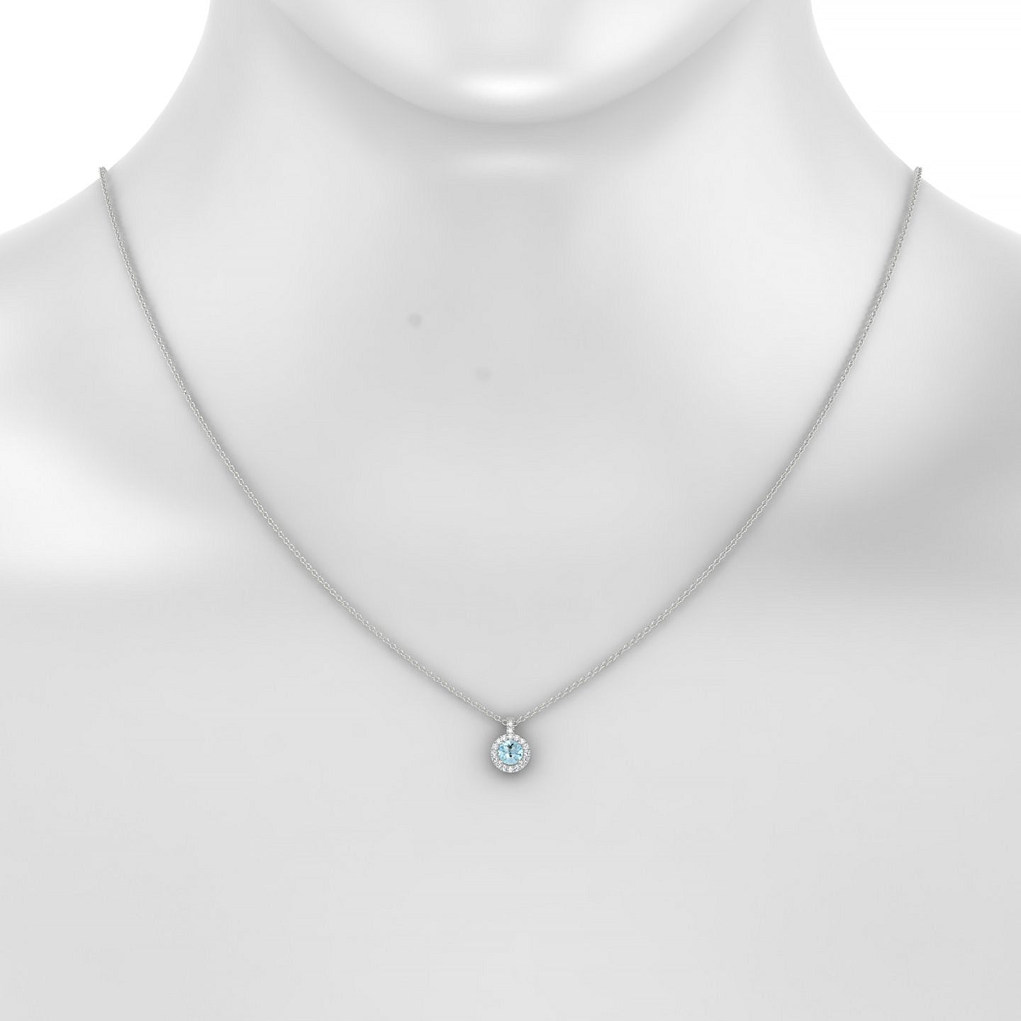 Sunrise | 18k White Gold 4.5 mm Round Aquamarine Pendant