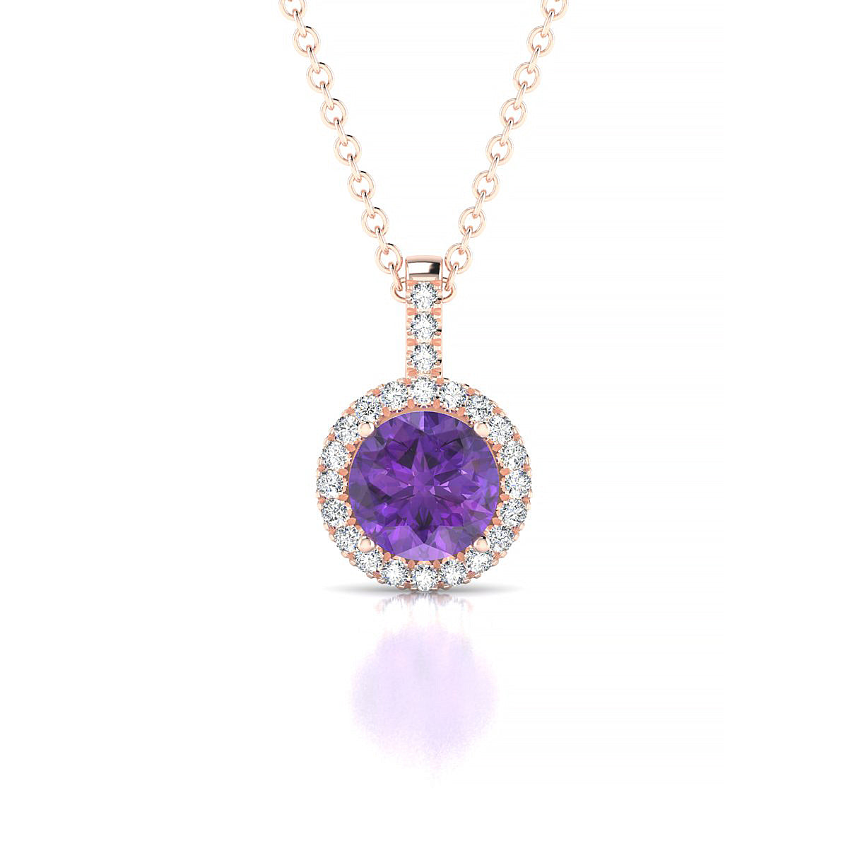 Sunrise | 18k Rose Gold 6 mm Round Amethyst Pendant