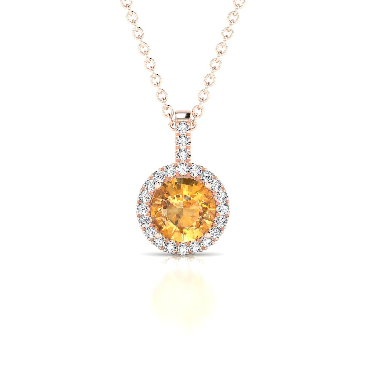 Sunrise | 18k Rose Gold 6 mm Round Citrine Pendant