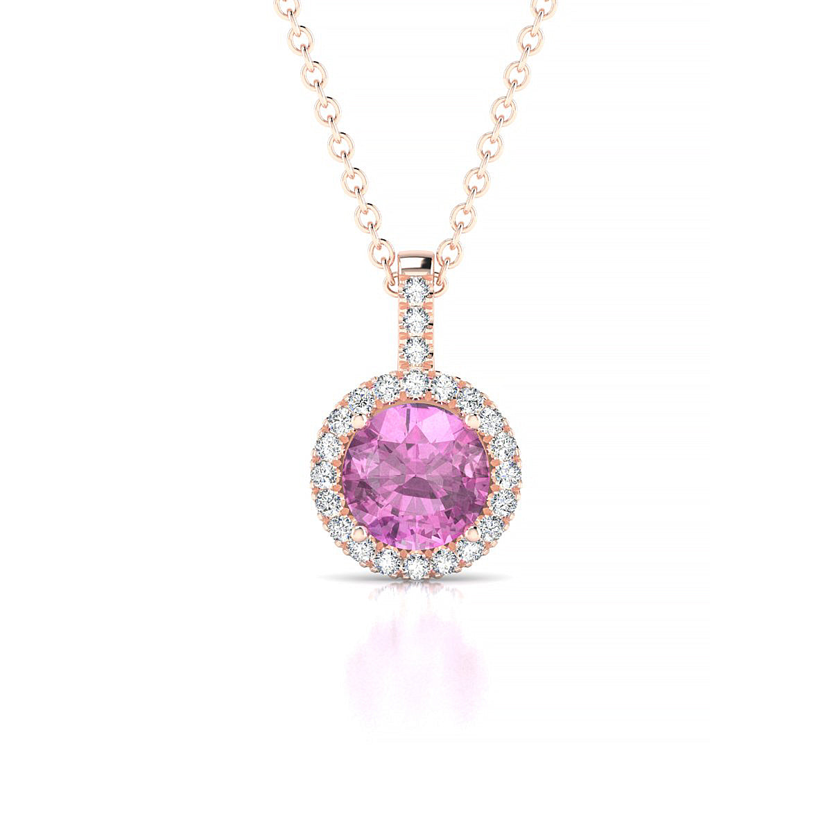 Sunrise | 18k Rose Gold 6 mm Round Pink Sapphire Pendant