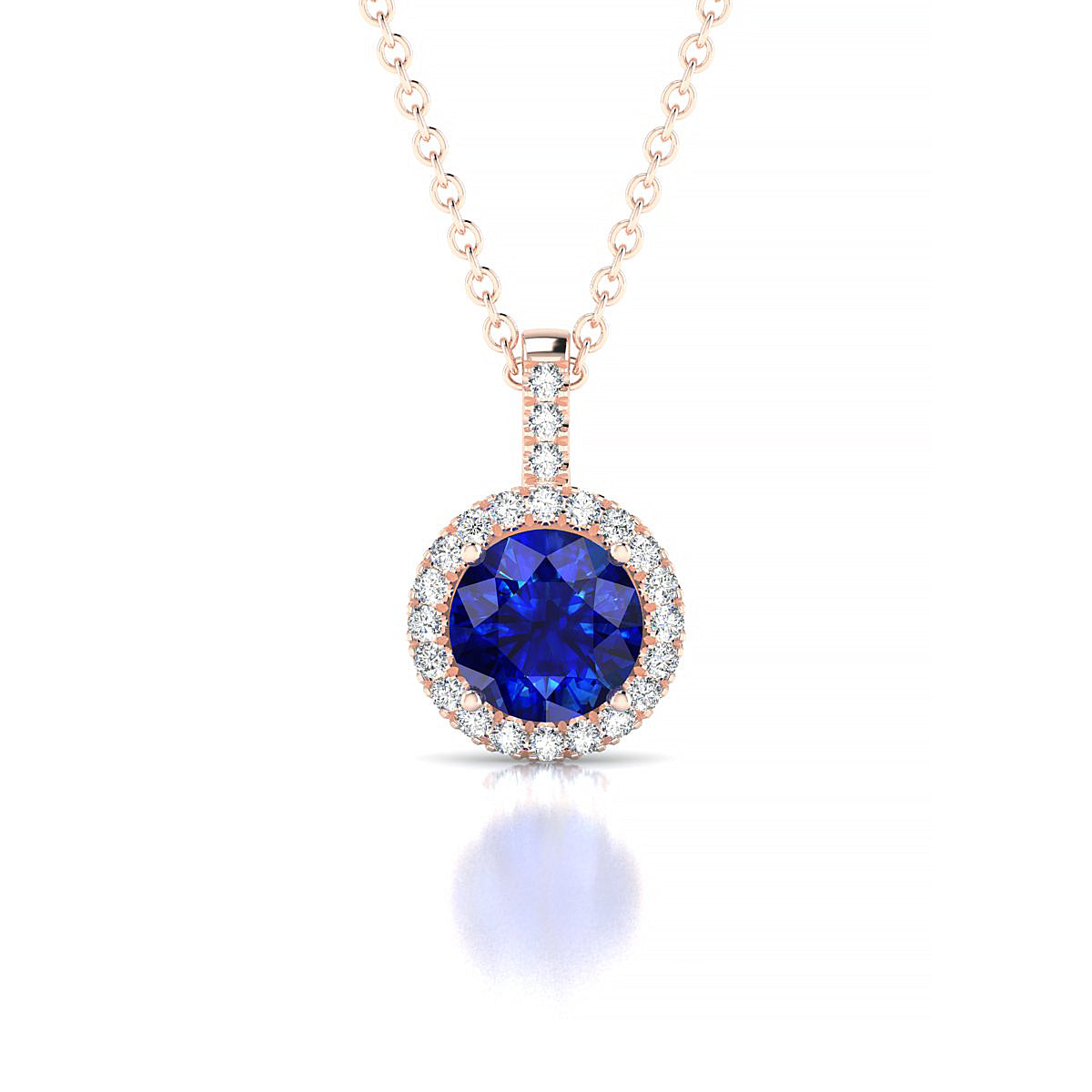 Sunrise | 18k Rose Gold 6 mm Round Sapphire Pendant