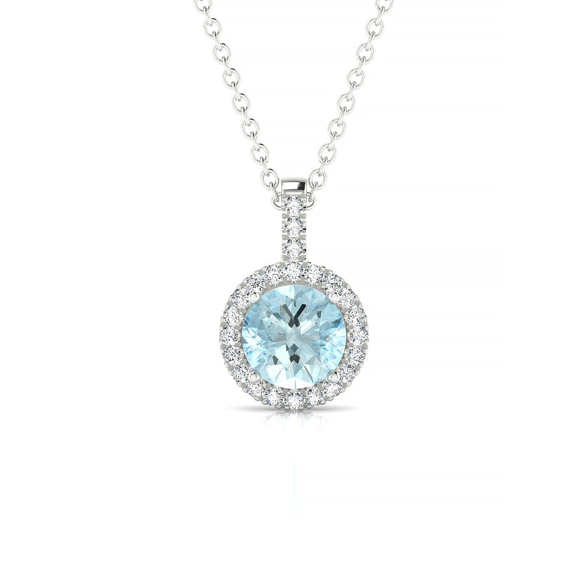 Sunrise | 18k White Gold 6 mm Round Aquamarine Pendant