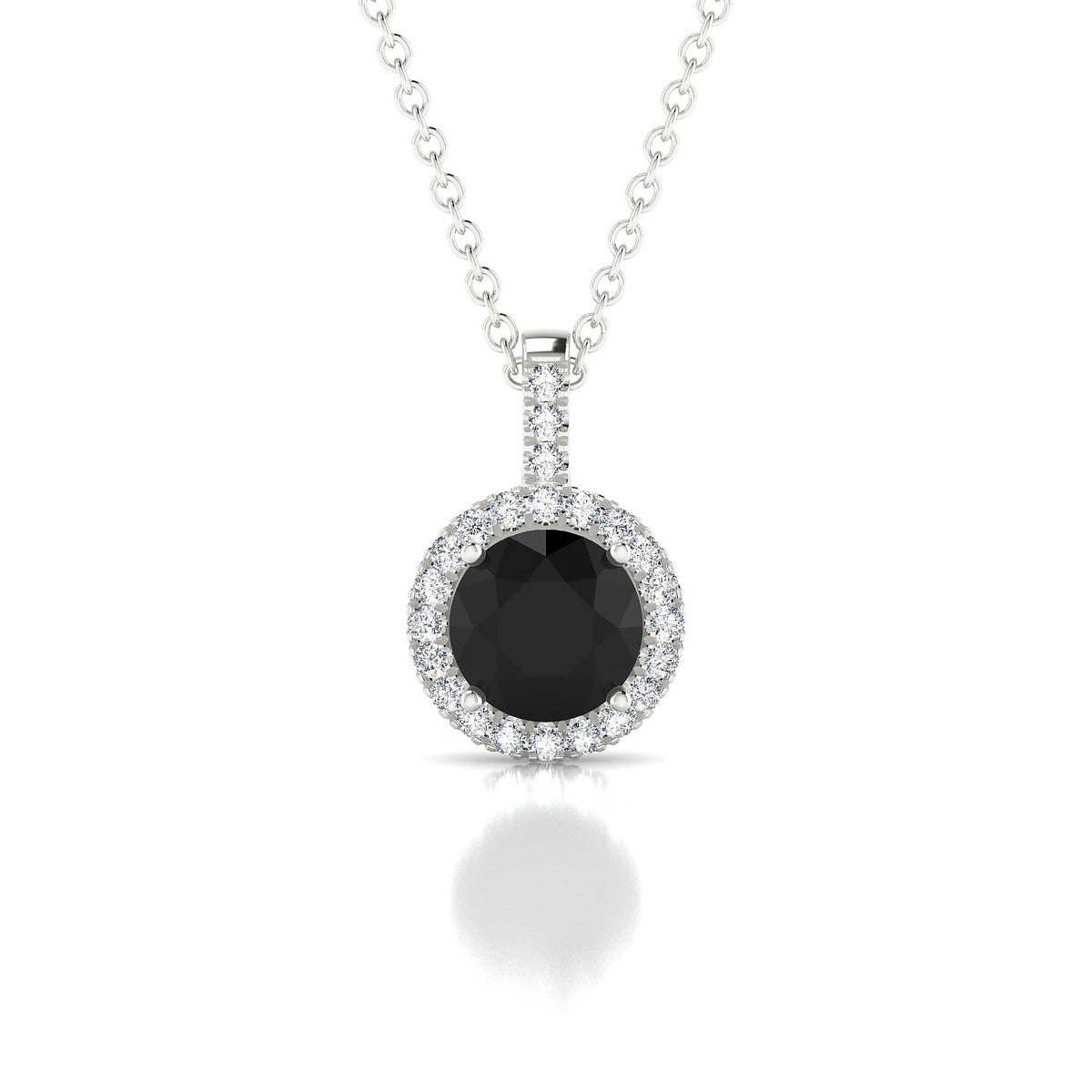 Sunrise | 18k White Gold 6 mm Round Black Diamond Pendant