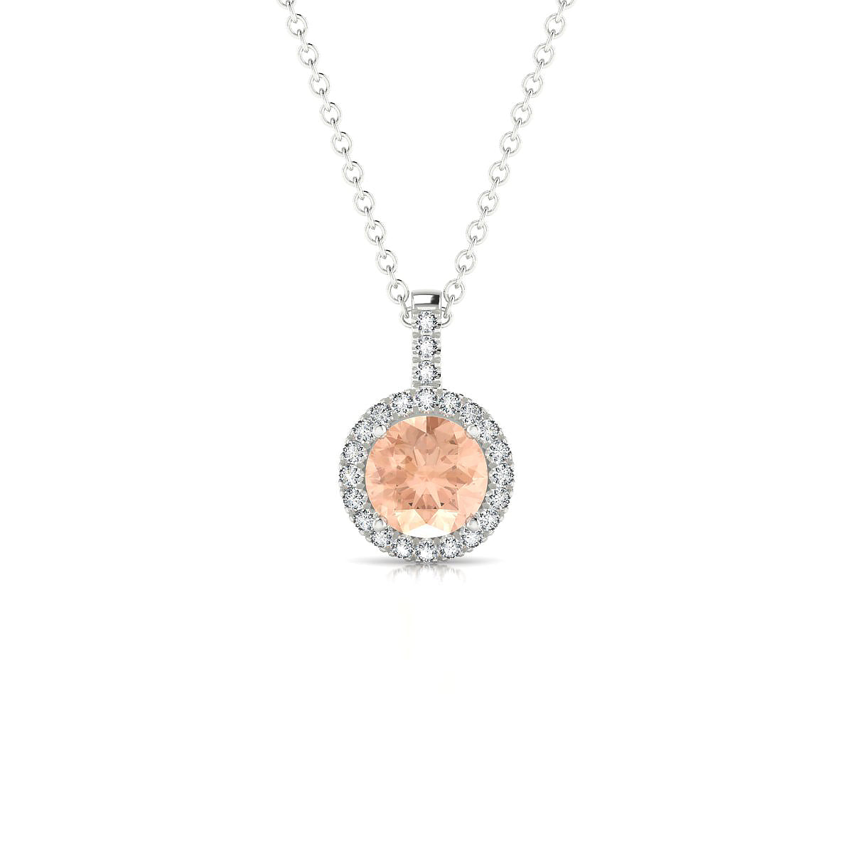 Sunrise | 18k White Gold 6 mm Round Morganite Pendant