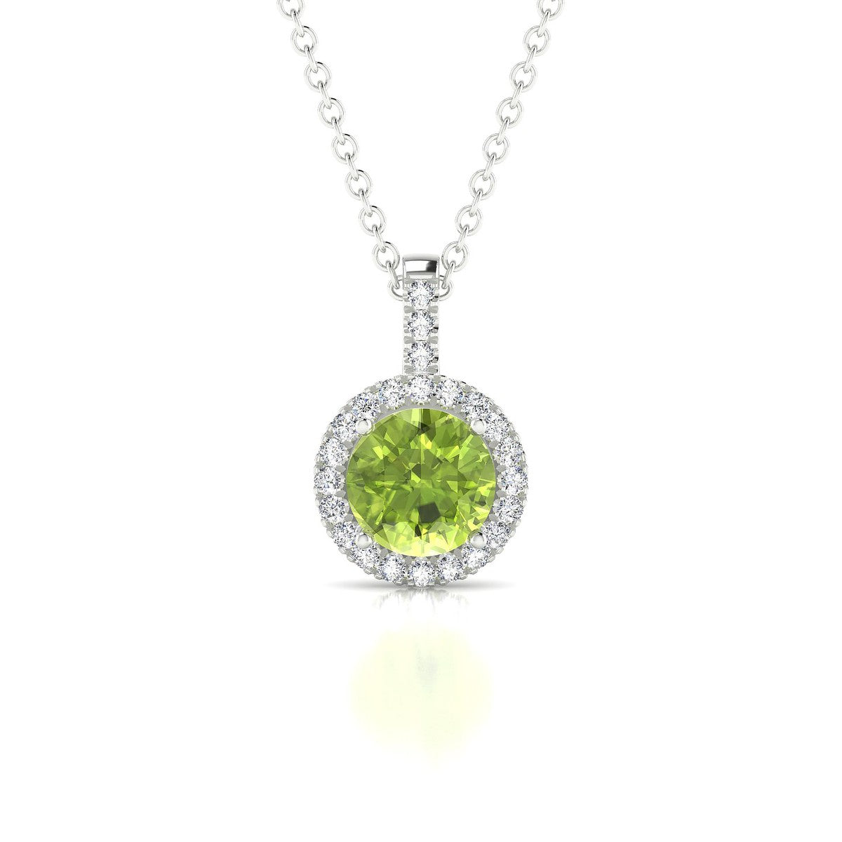 Sunrise | 18k White Gold 6 mm Round Peridot Pendant