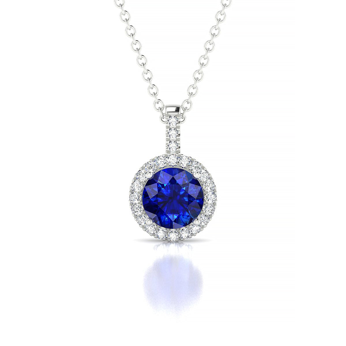 Sunrise | 18k White Gold 6 mm Round Sapphire Pendant