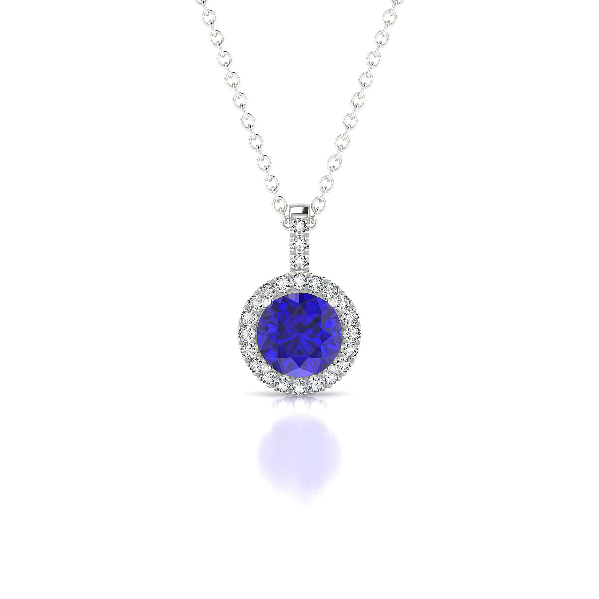 Sunrise | 18k White Gold 6 mm Round Tanzanite Pendant