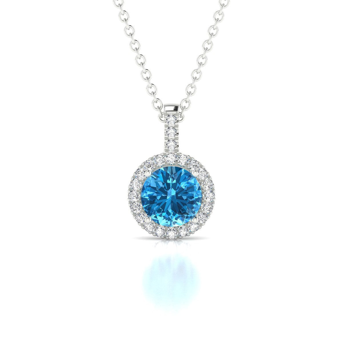 Sunrise | 18k White Gold 6 mm Round Topaz Pendant