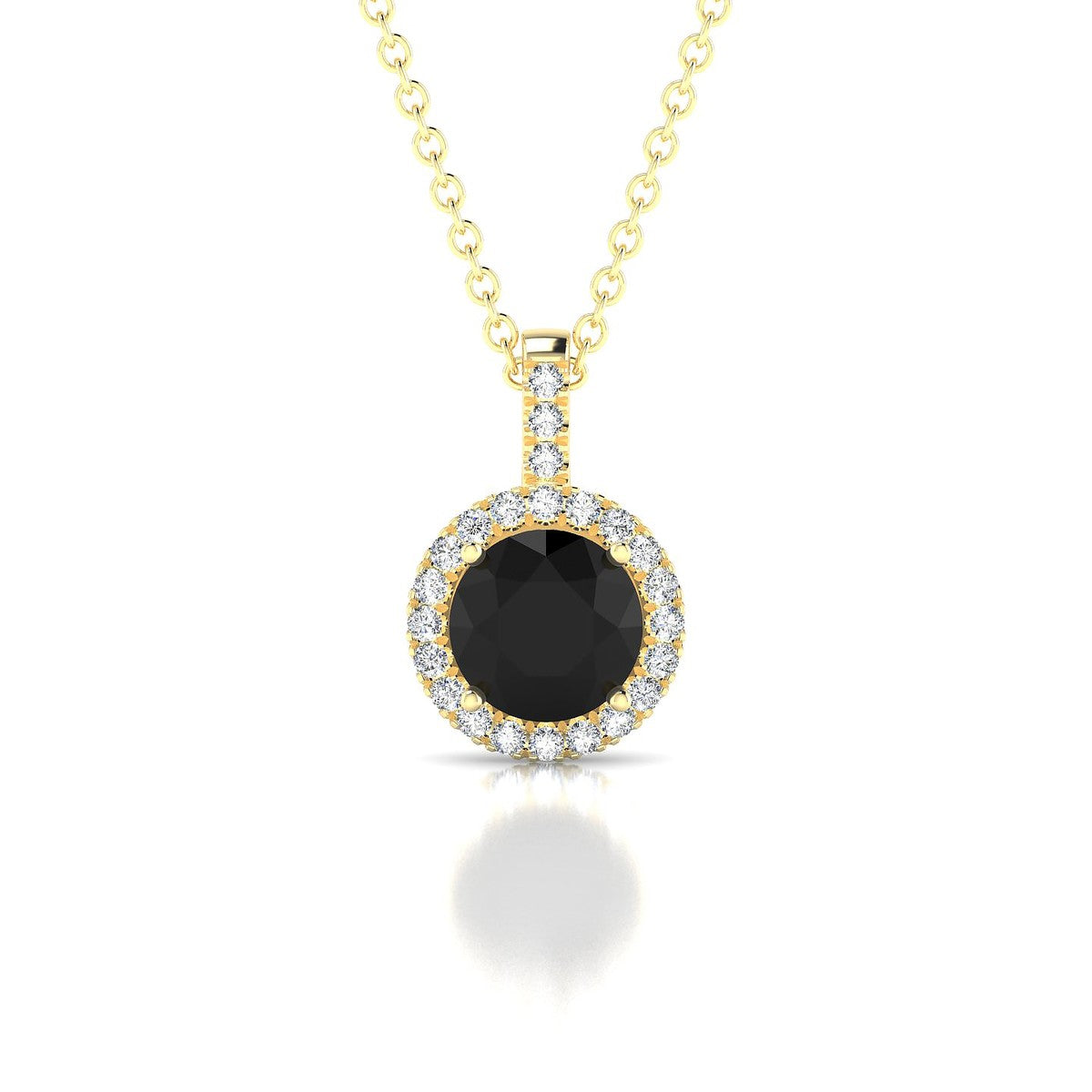 Sunrise | 18k Yellow Gold 6 mm Round Black Diamond Pendant