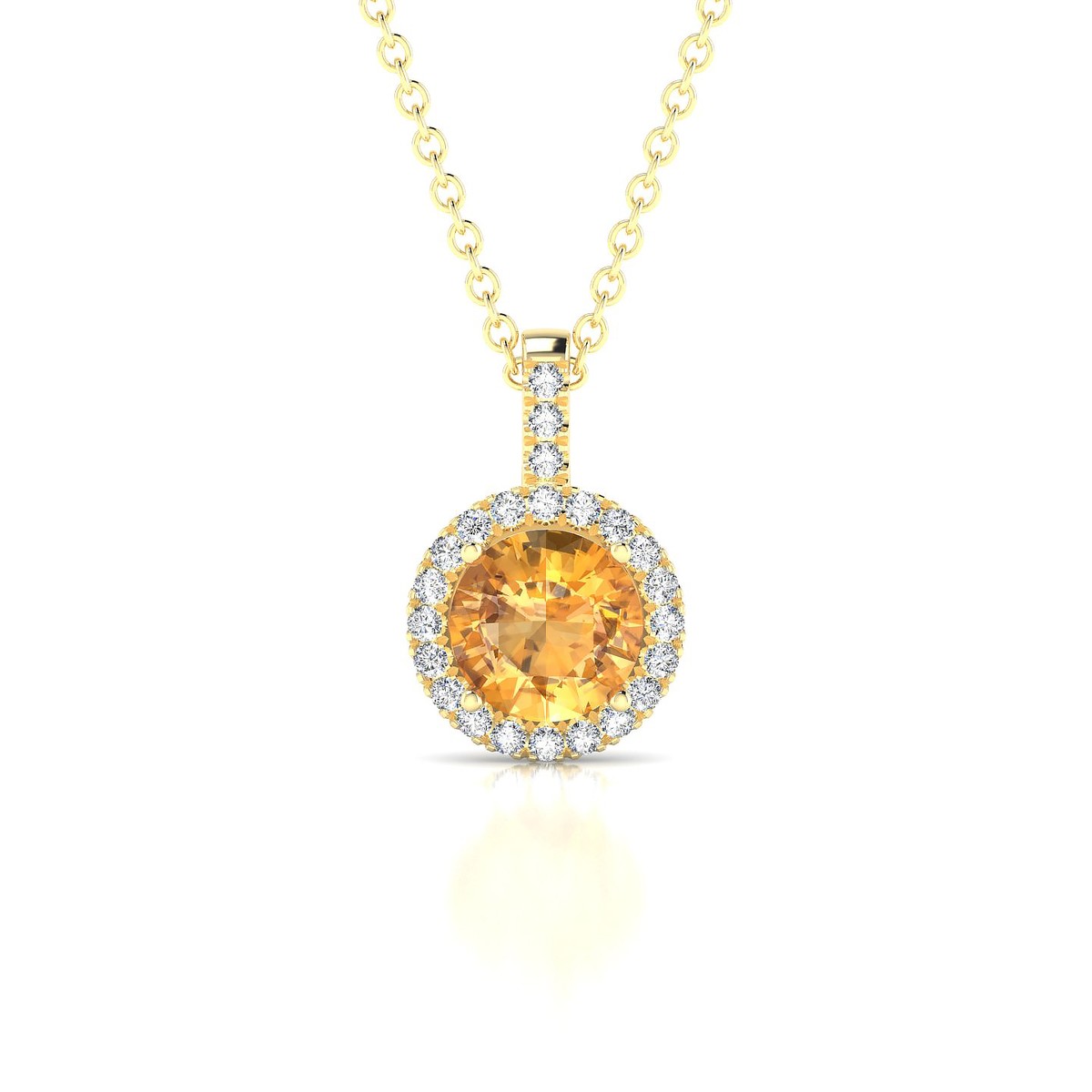 Sunrise | 18k Yellow Gold 6 mm Round Citrine Pendant