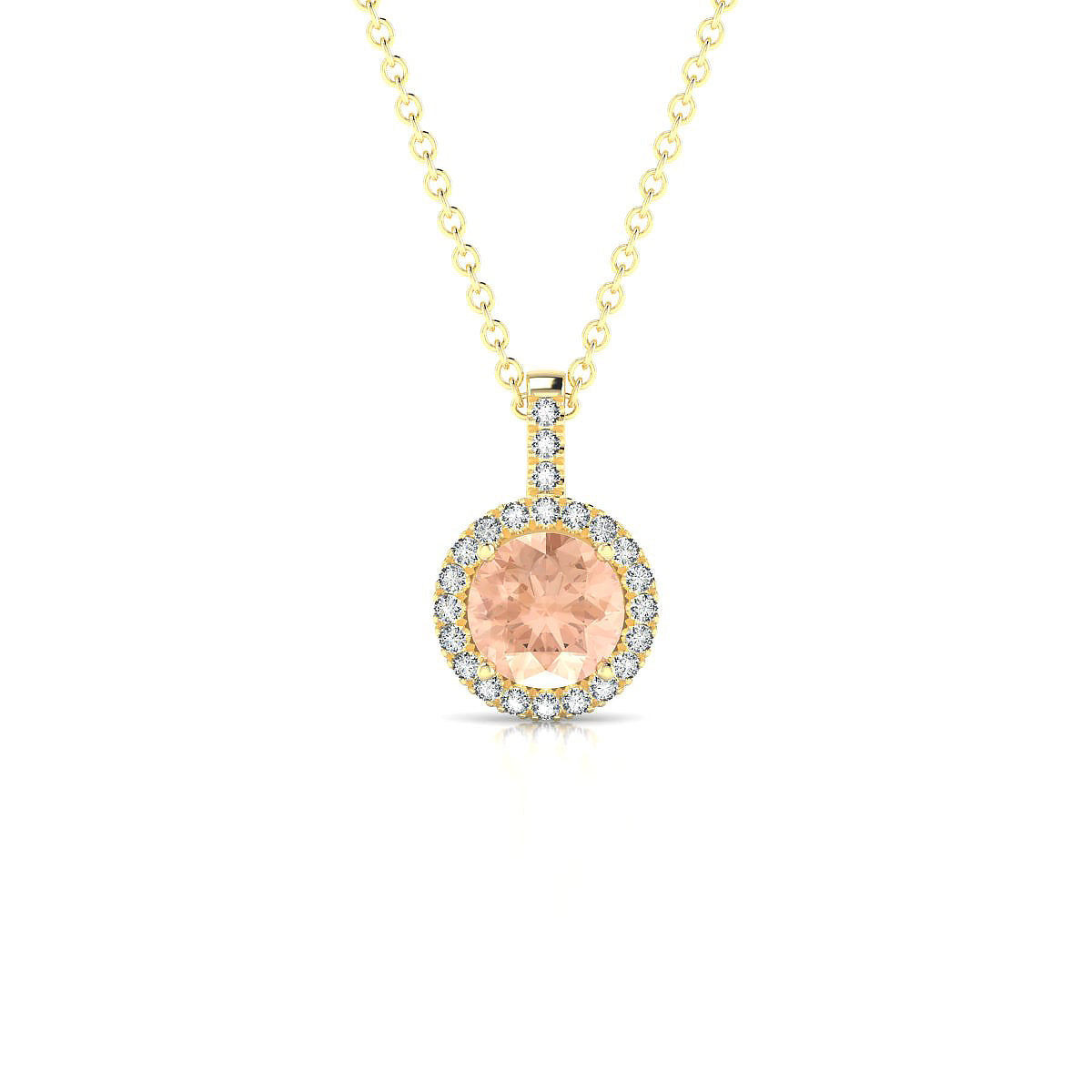Sunrise | 18k Yellow Gold 6 mm Round Morganite Pendant