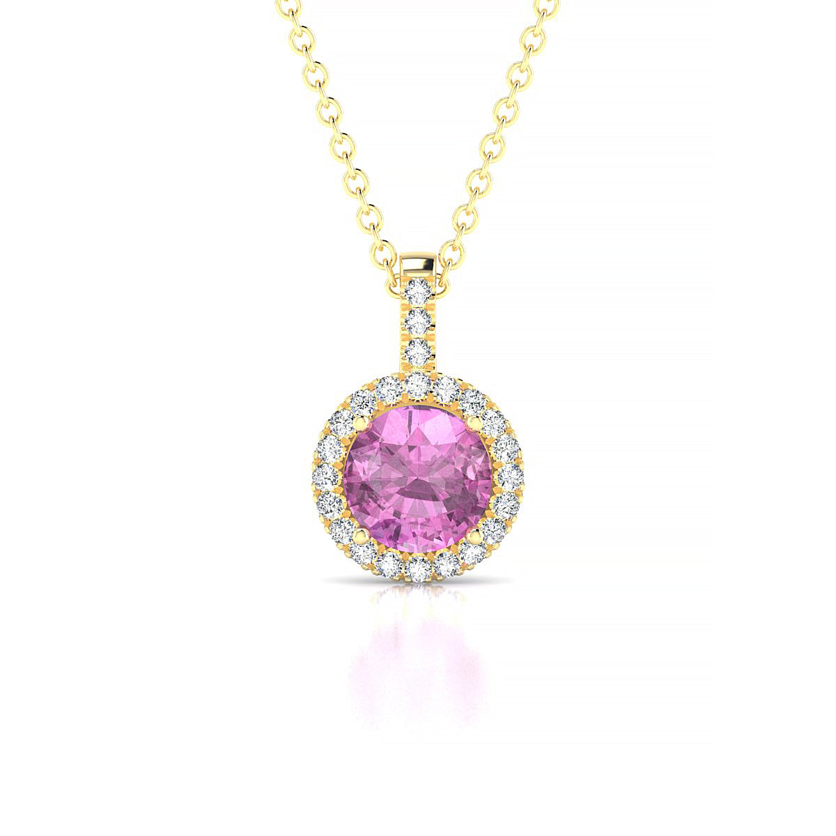 Sunrise | 18k Yellow Gold 6 mm Round Pink Sapphire Pendant