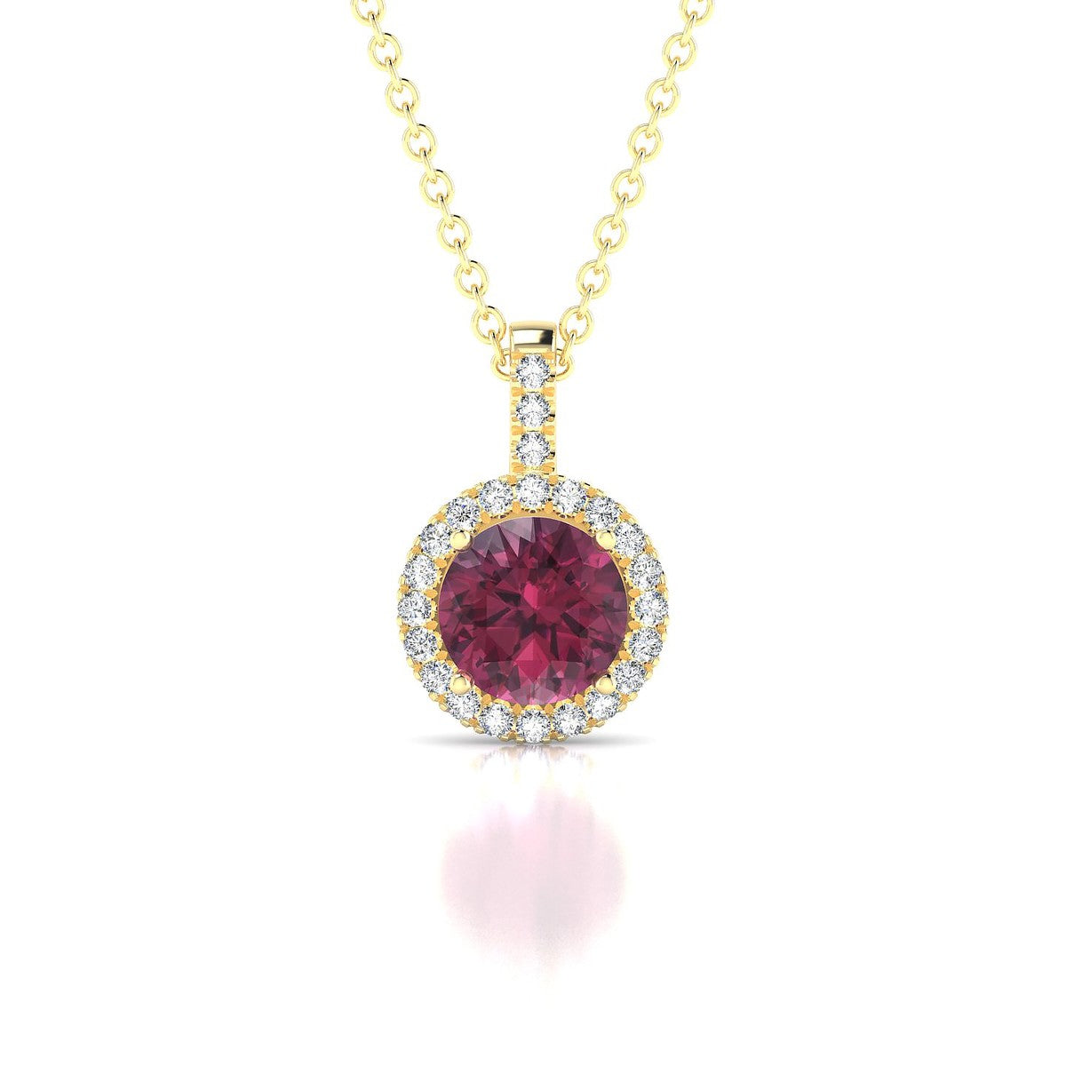 Sunrise | 18k Yellow Gold 6 mm Round Rhodolite Pendant