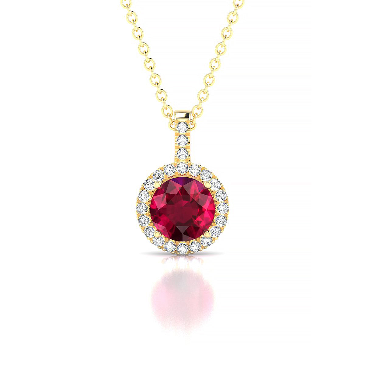 Sunrise | 18k Yellow Gold 6 mm Round Ruby Pendant