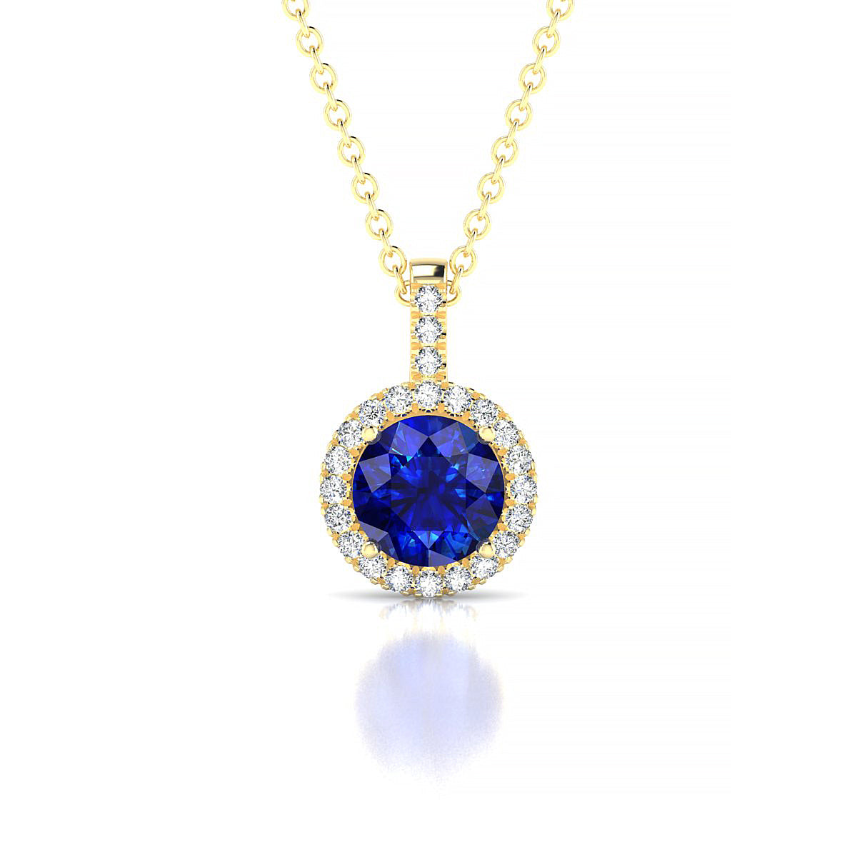 Sunrise | 18k Yellow Gold 6 mm Round Sapphire Pendant