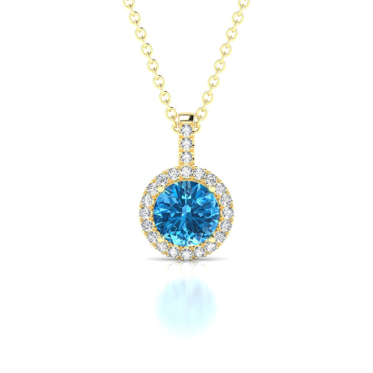 Sunrise | 18k Yellow Gold 6 mm Round Topaz Pendant