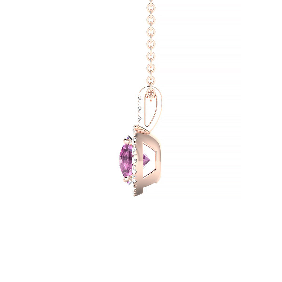Sunrise | 18k Rose Gold 6 mm Round Pink Sapphire Pendant