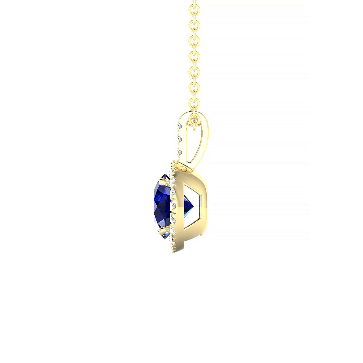 Sunrise | 18k Yellow Gold 6 mm Round Sapphire Pendant