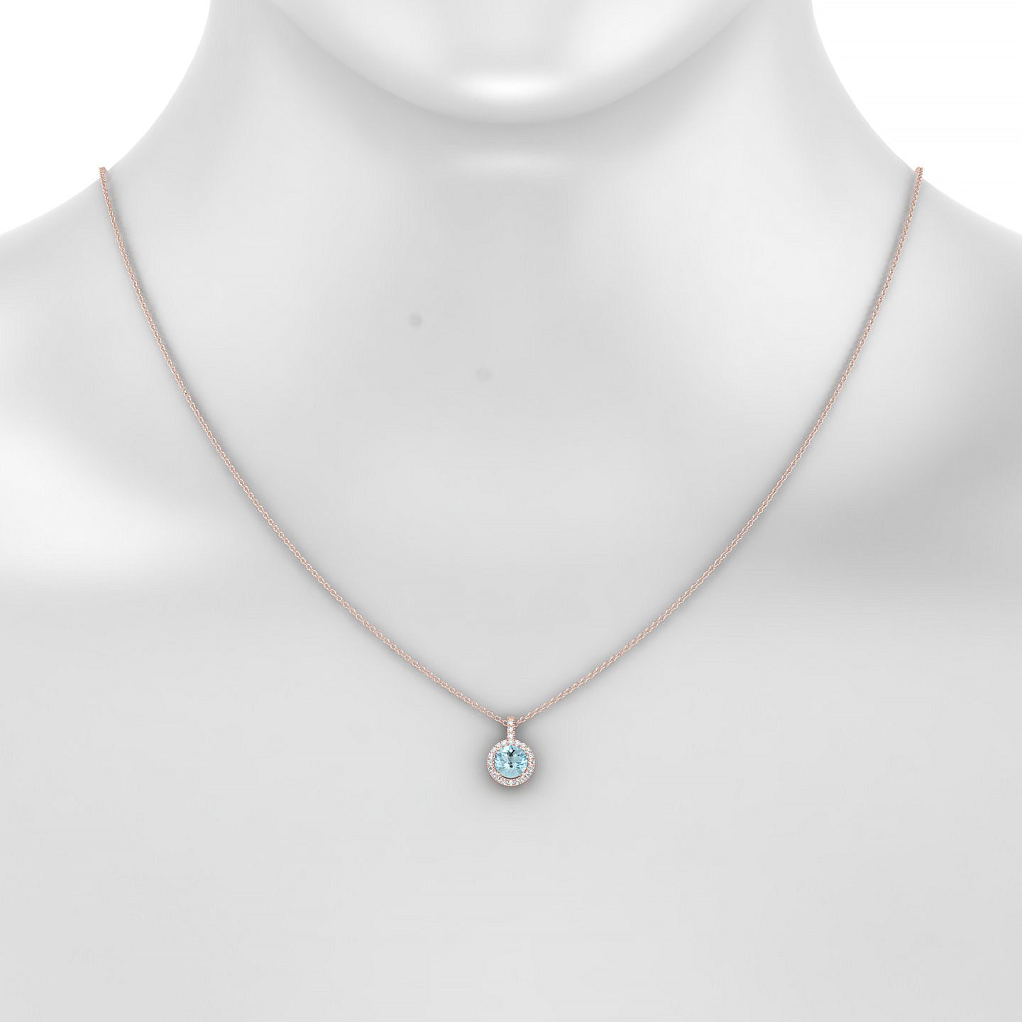 Sunrise | 18k Rose Gold 6 mm Round Aquamarine Pendant
