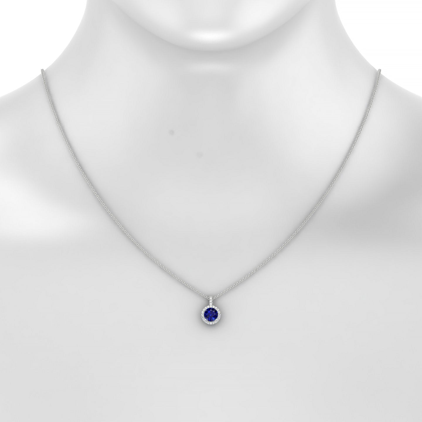 Sunrise | 18k White Gold 6 mm Round Sapphire Pendant