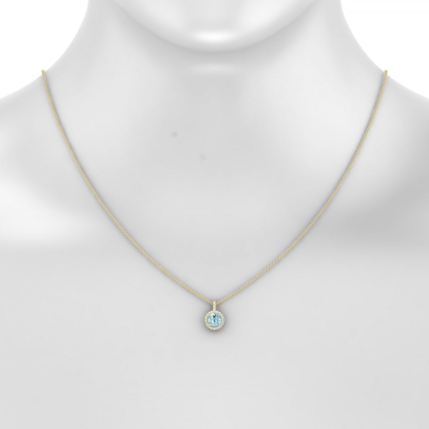 Sunrise | 18k Yellow Gold 6 mm Round Aquamarine Pendant