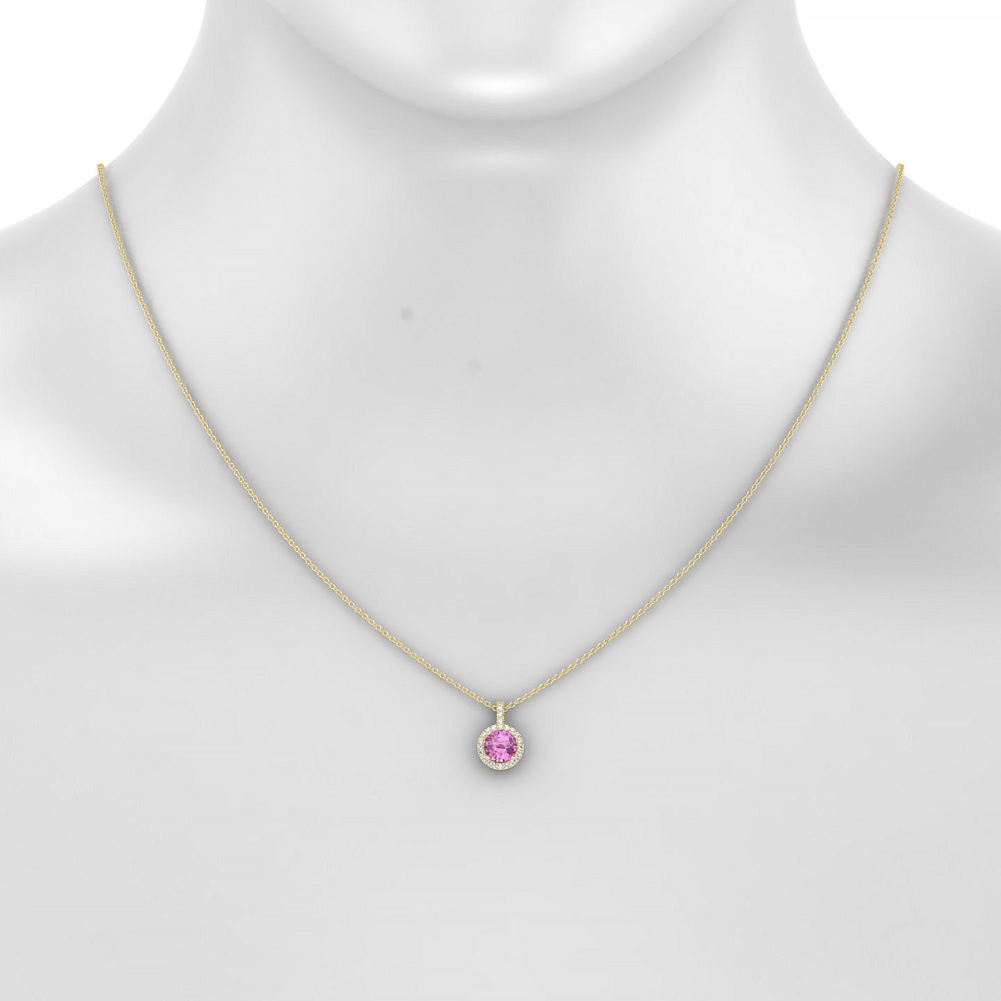Sunrise | 18k Yellow Gold 6 mm Round Pink Sapphire Pendant