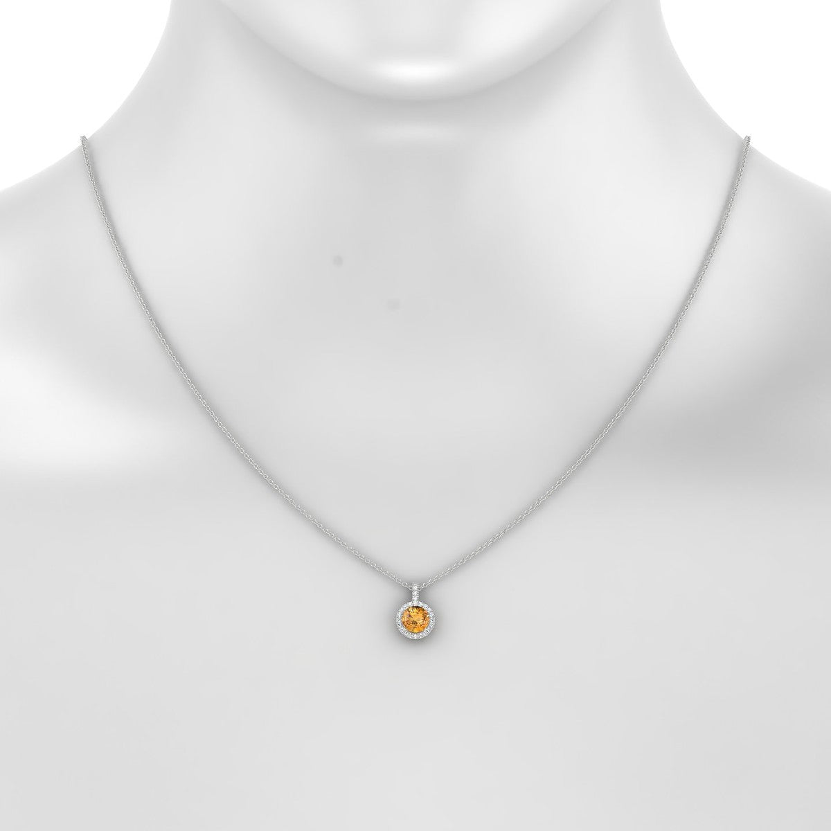 Sunrise | 18k White Gold 6 mm Round Citrine Pendant