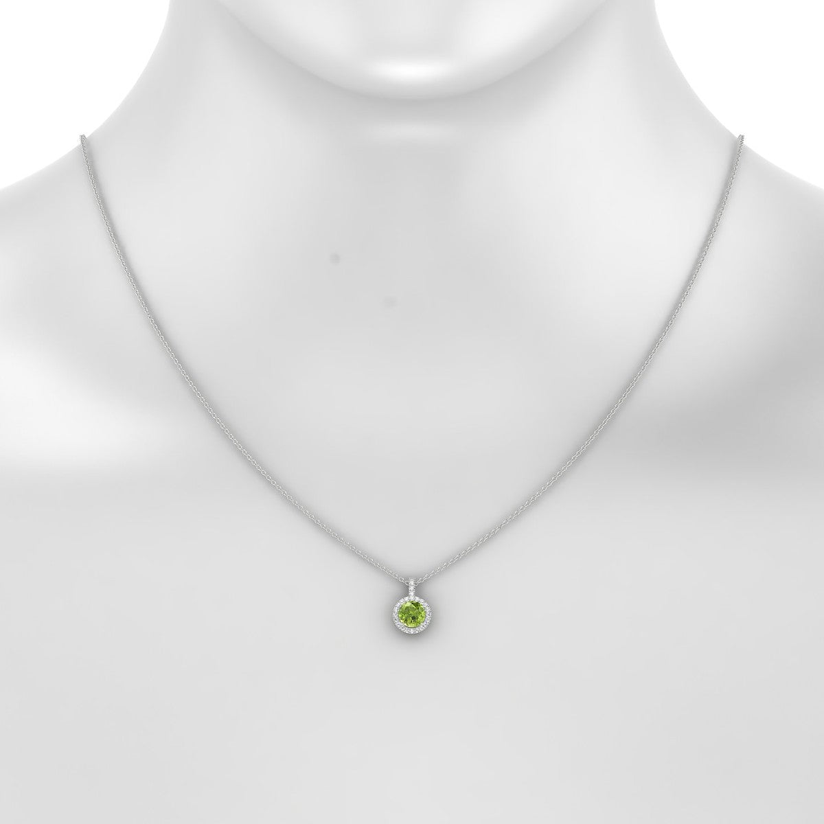 Sunrise | 18k White Gold 6 mm Round Peridot Pendant