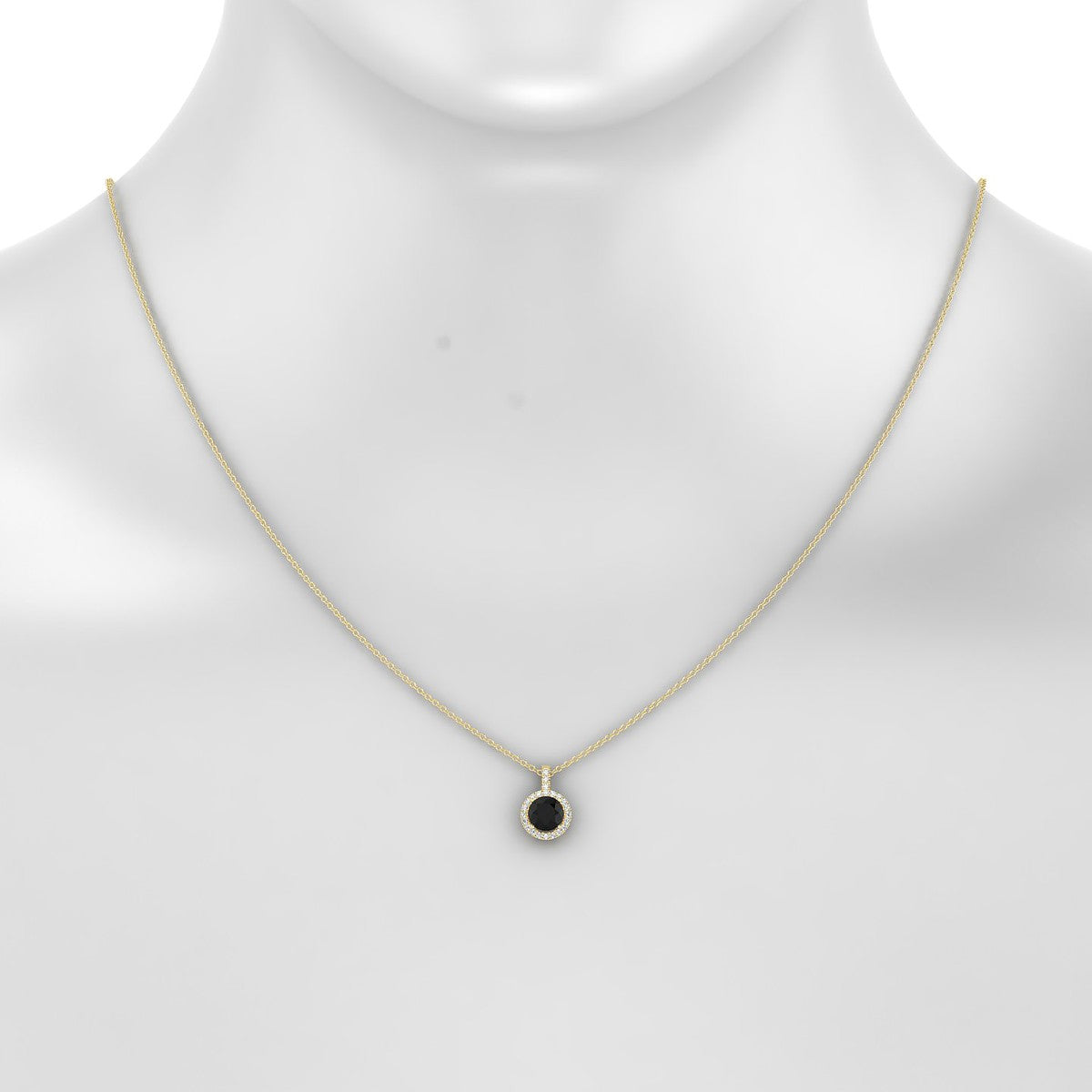 Sunrise | 18k Yellow Gold 6 mm Round Black Diamond Pendant