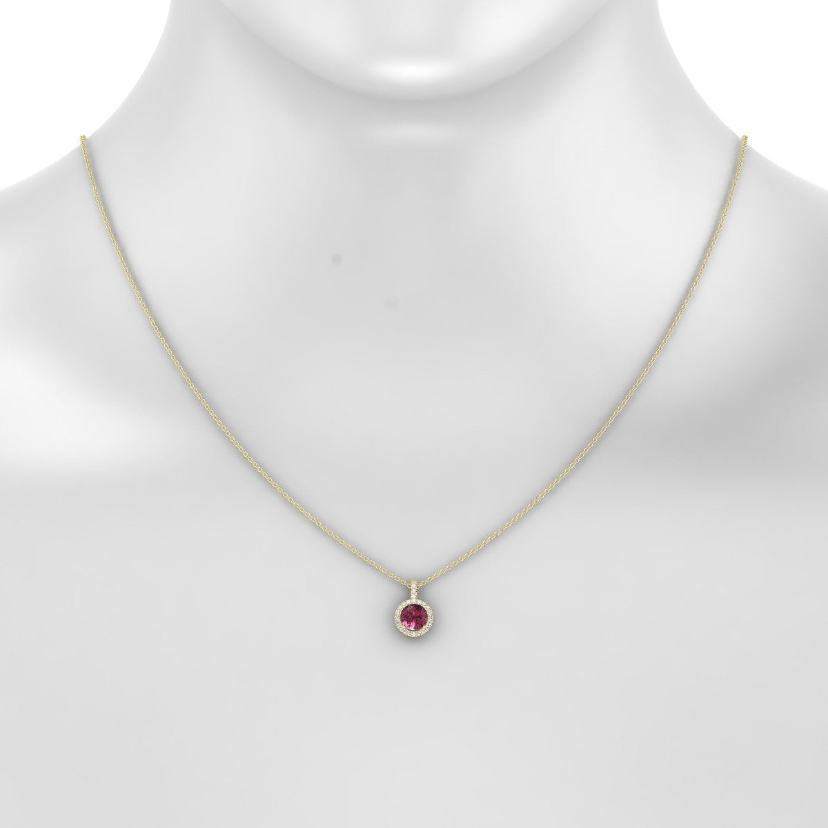 Sunrise | 18k Yellow Gold 6 mm Round Rhodolite Pendant