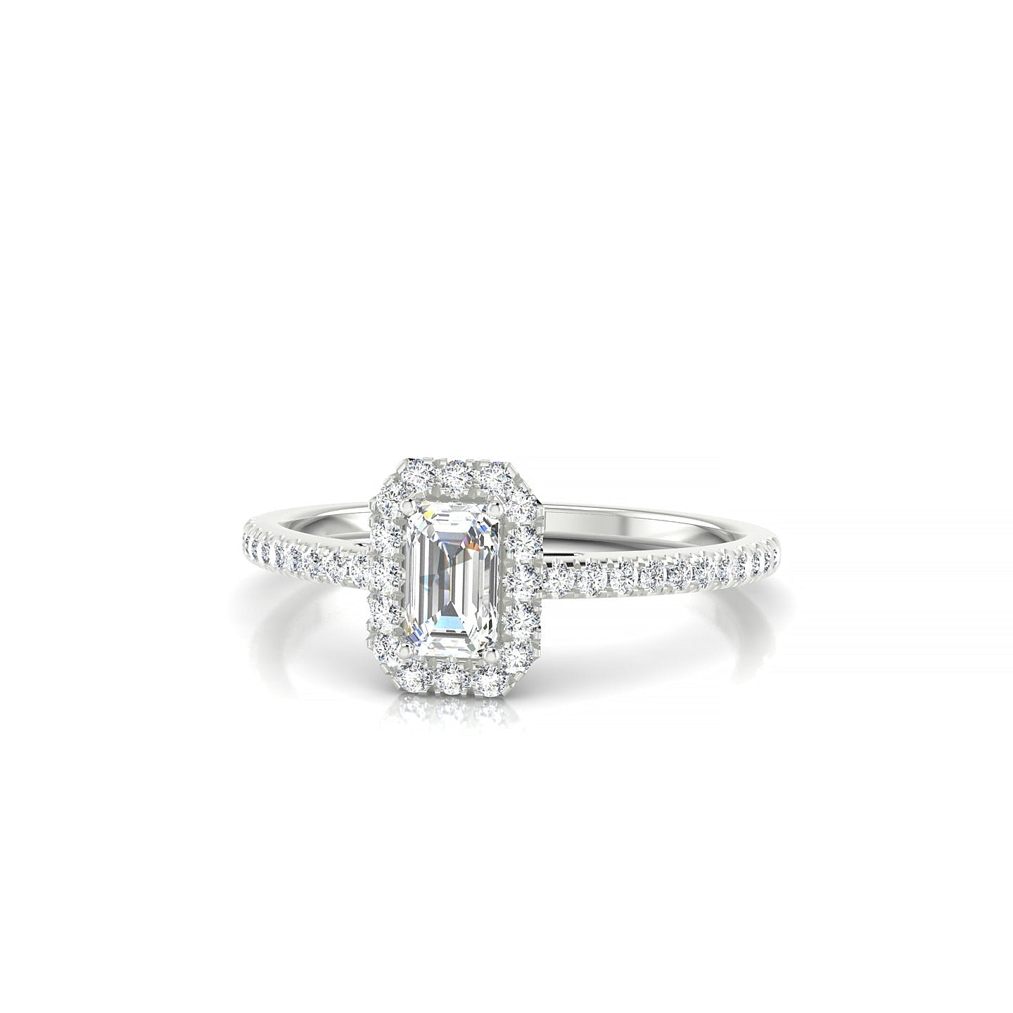 Sunrise | 18k White Gold 5 x 3 mm Emerald Diamond Ring