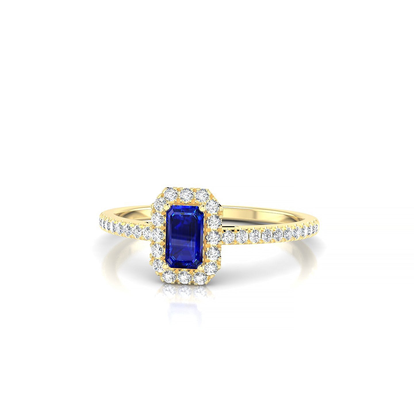 Sunrise | 18k Yellow Gold 5 x 3 mm Emerald Sapphire Ring