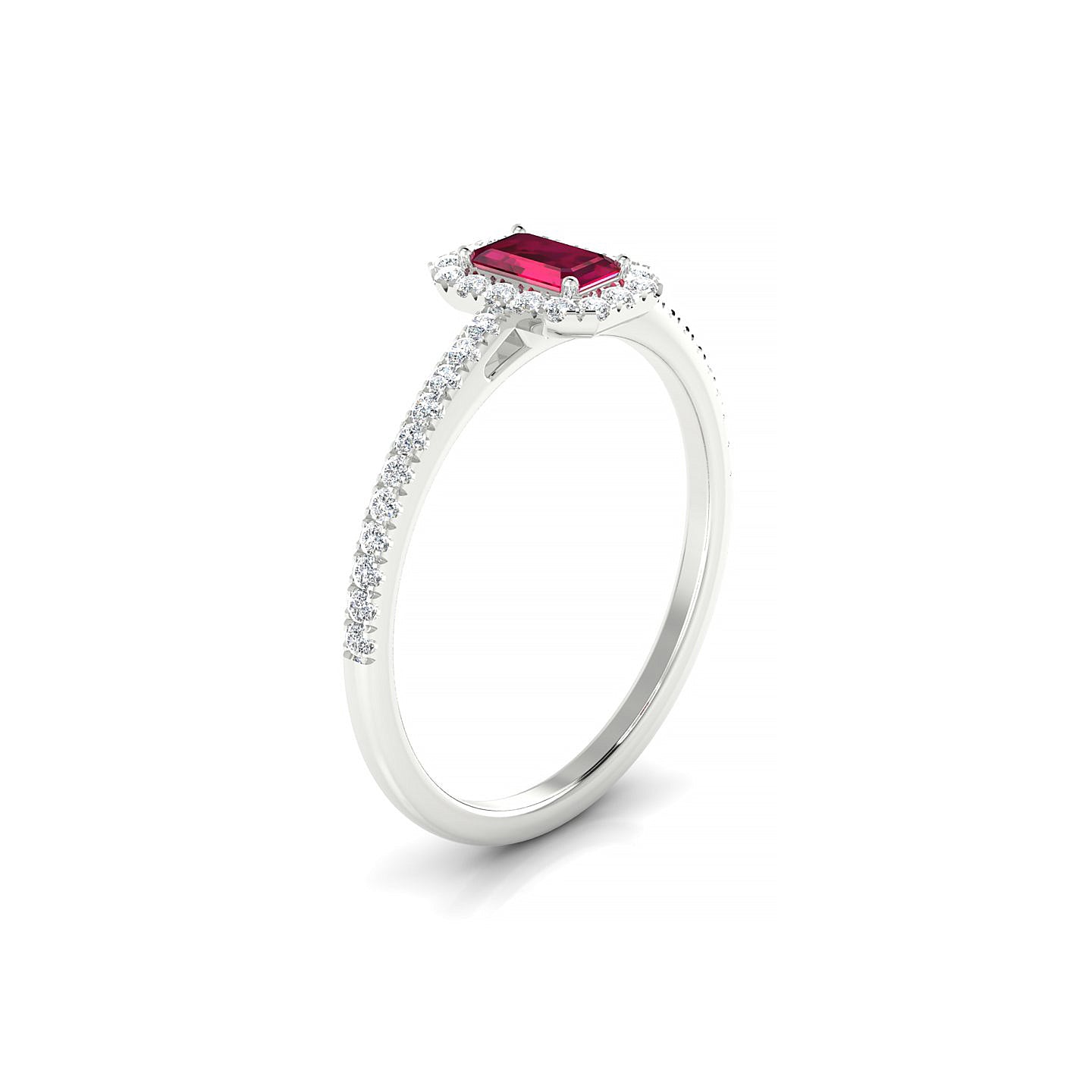 Sunrise | 18k White Gold 5 x 3 mm Emerald Ruby Ring