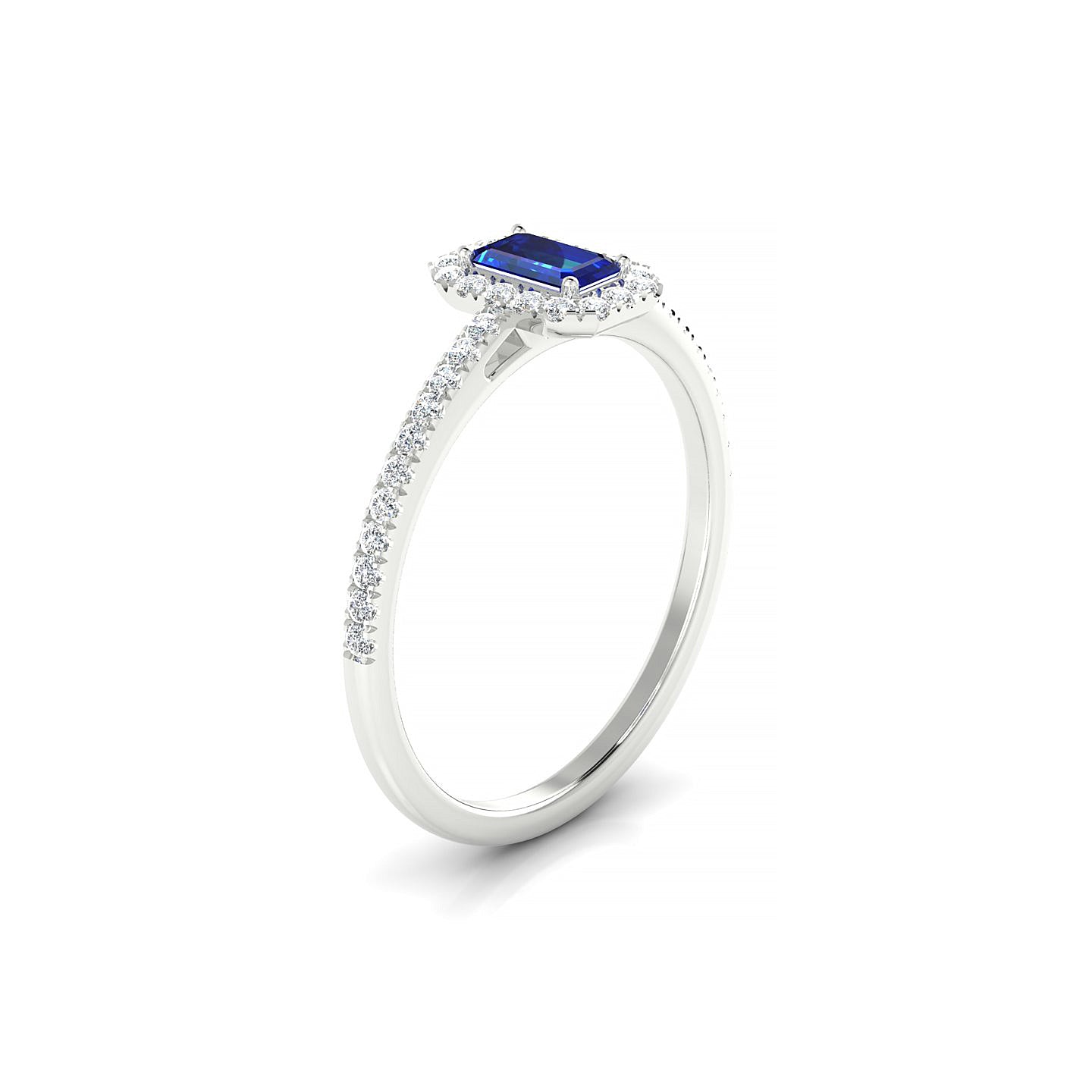Sunrise | 18k White Gold 5 x 3 mm Emerald Sapphire Ring
