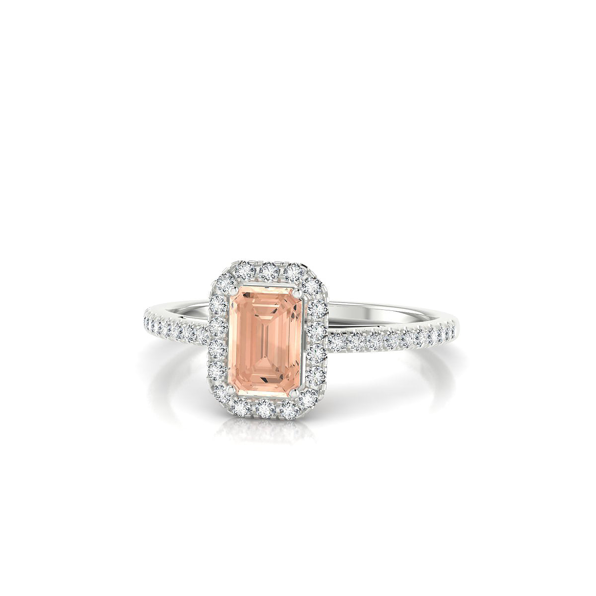 Sunrise | 18k White Gold 6 x 4 mm Emerald Morganite Ring