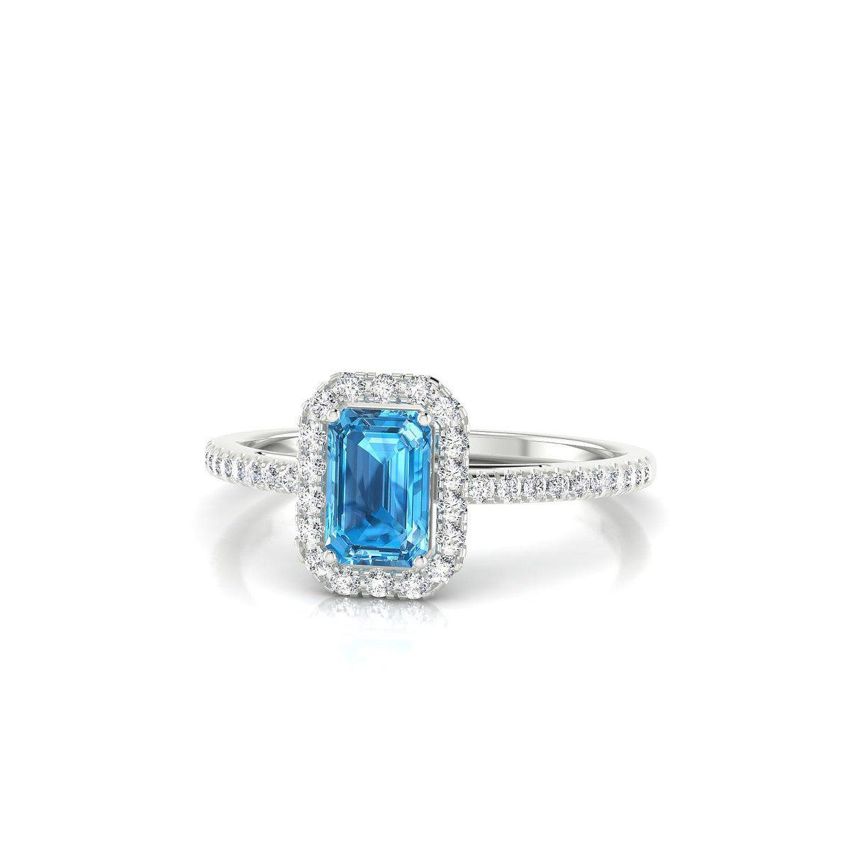 Sunrise | 18k White Gold 6 x 4 mm Emerald Topaz Ring