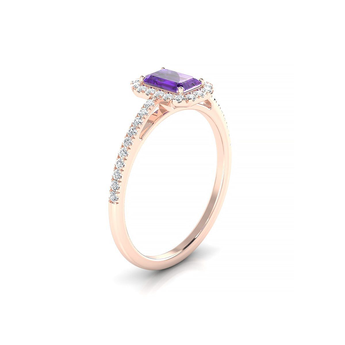 Sunrise | 18k Rose Gold 6 x 4 mm Emerald Amethyst Ring