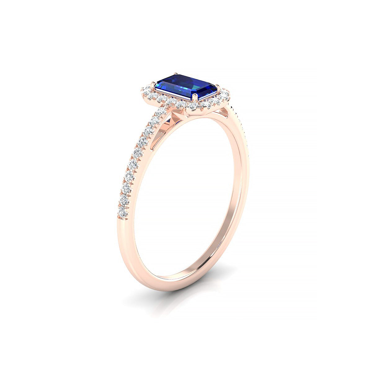 Sunrise | 18k Rose Gold 6 x 4 mm Emerald Sapphire Ring