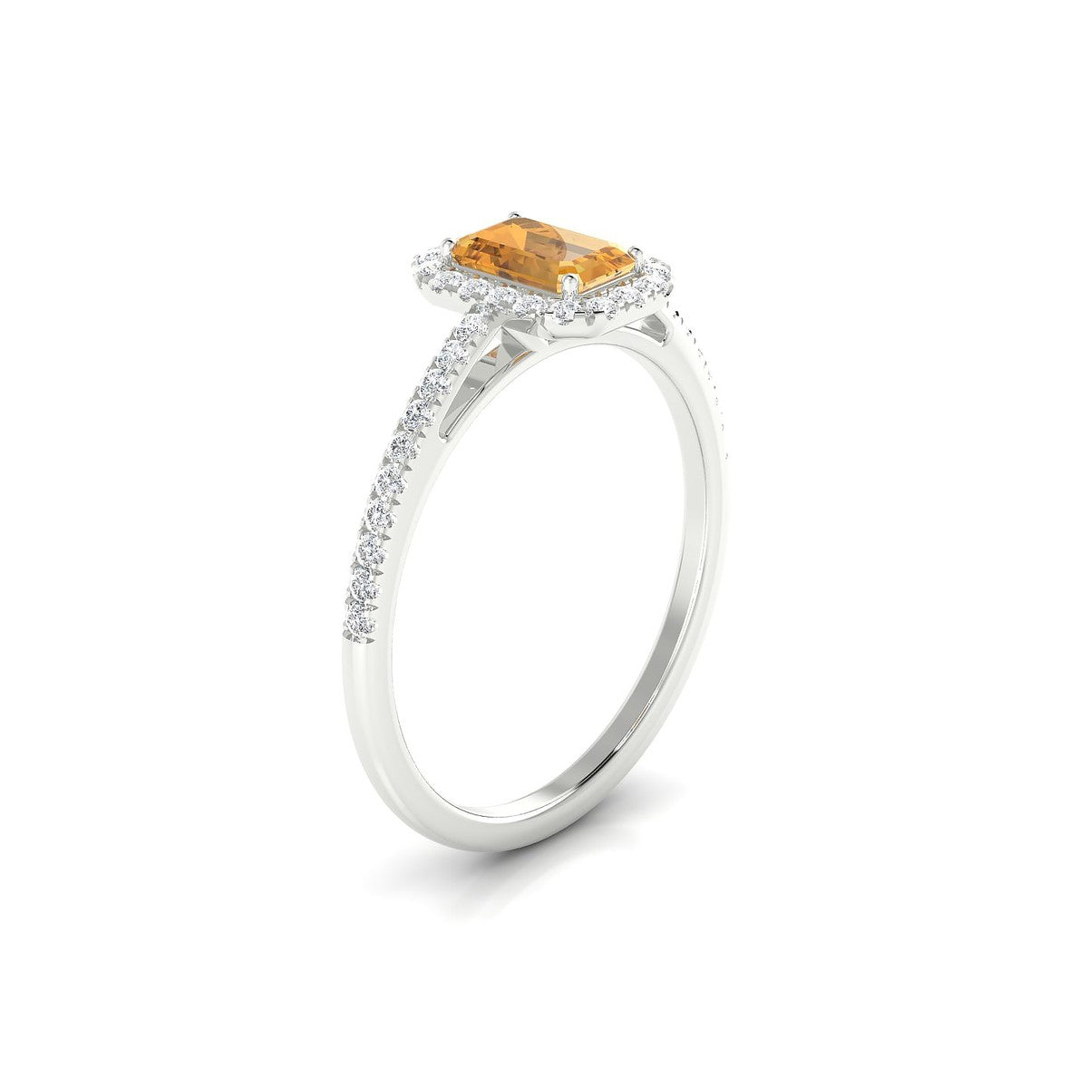 Sunrise | 18k White Gold 6 x 4 mm Emerald Citrine Ring