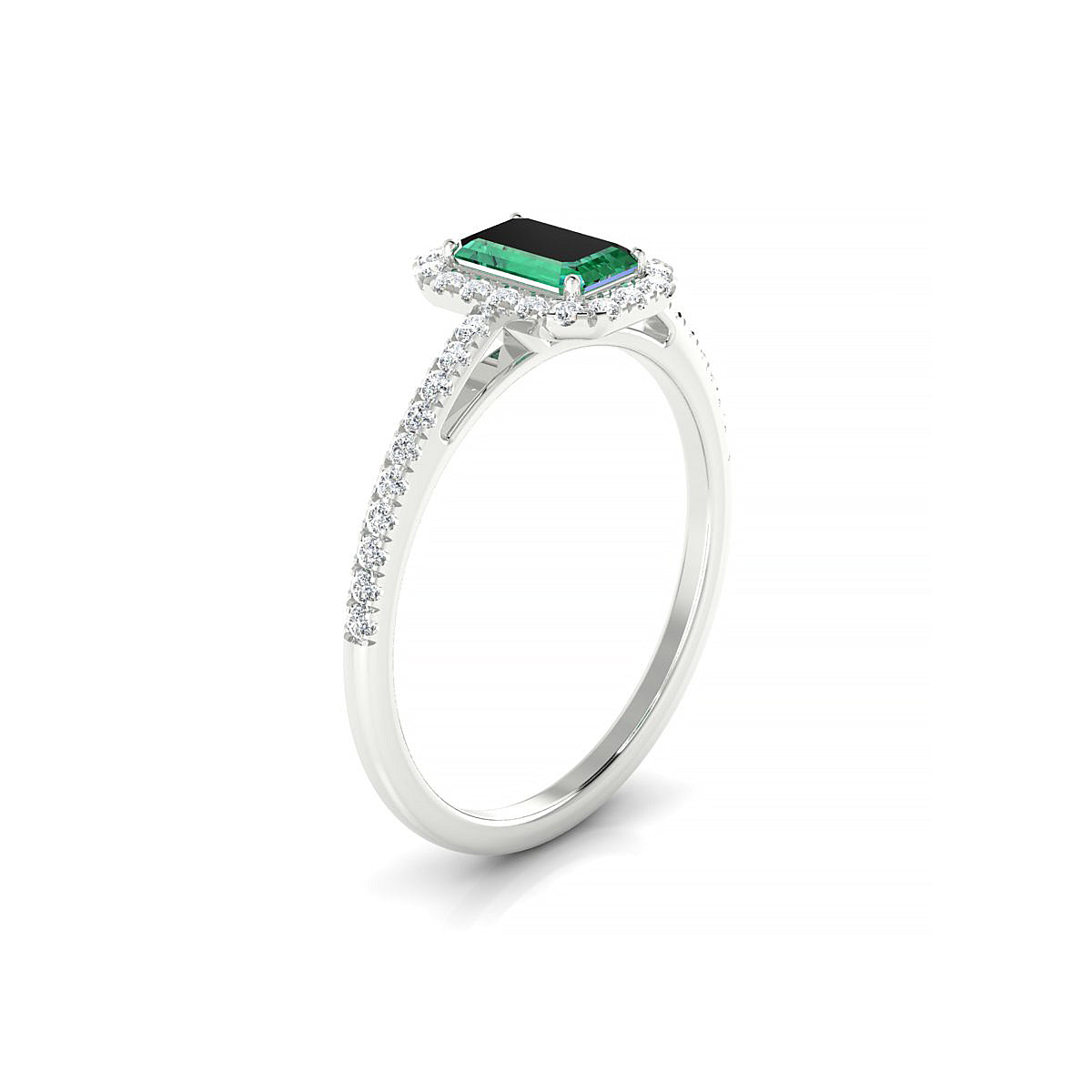 Sunrise | 18k White Gold 6 x 4 mm Emerald Emerald Ring