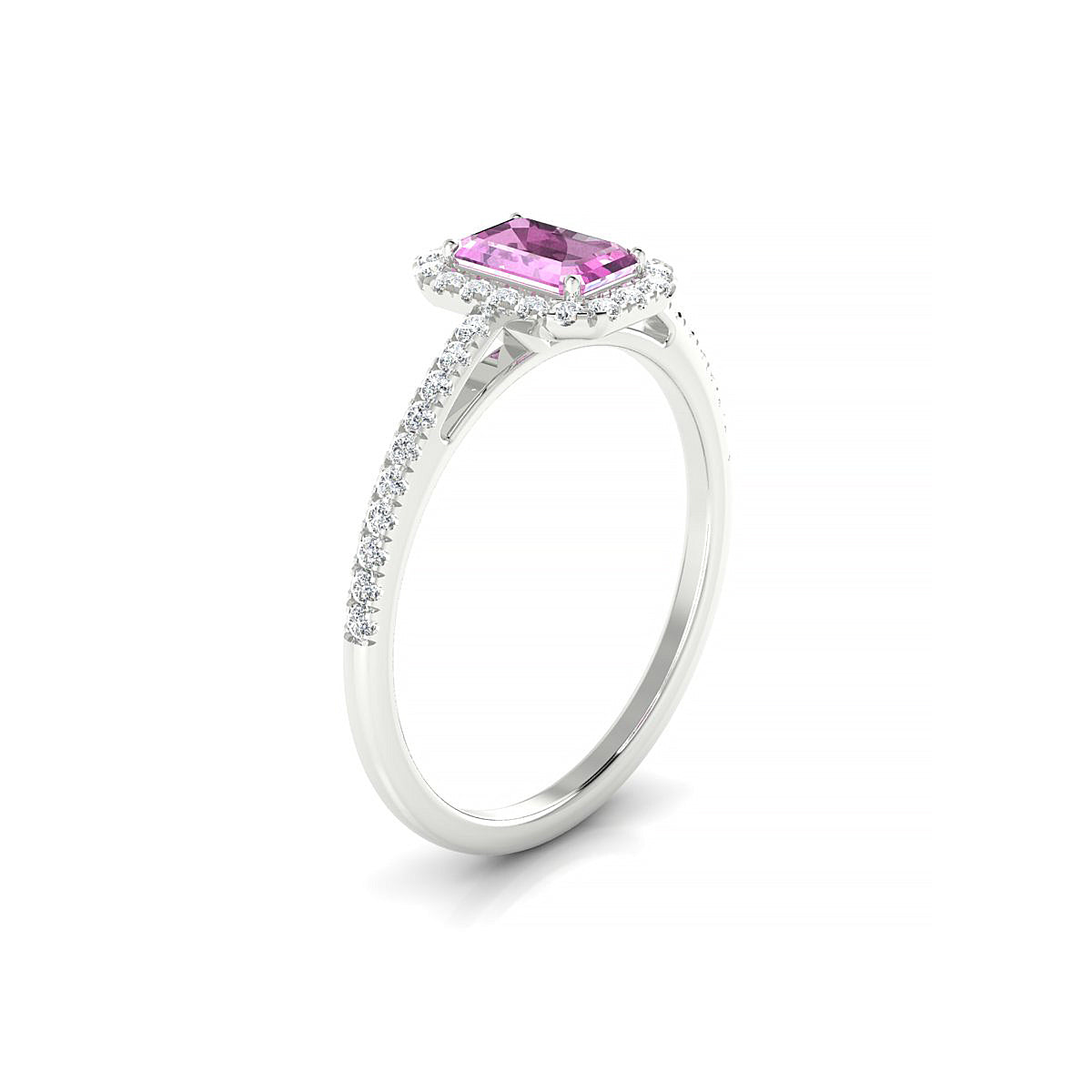 Sunrise | 18k White Gold 6 x 4 mm Emerald Pink Sapphire Ring