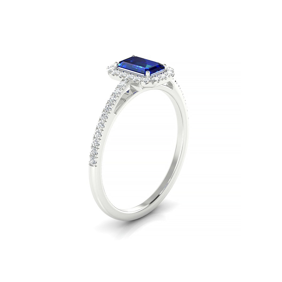 Sunrise | 18k White Gold 6 x 4 mm Emerald Sapphire Ring