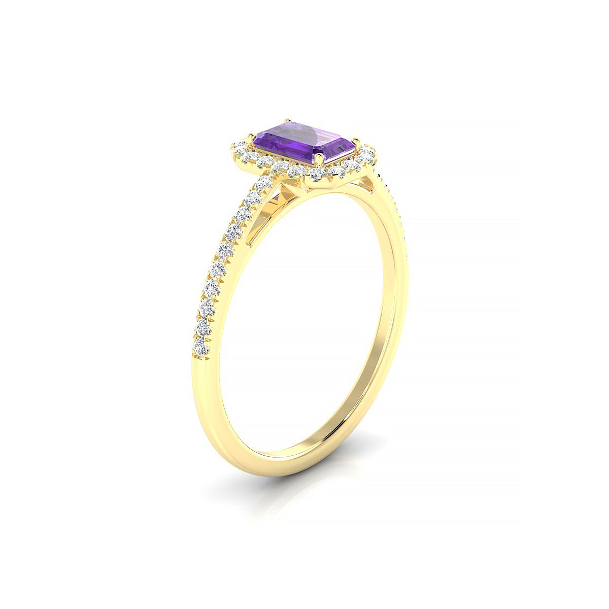 Sunrise | 18k Yellow Gold 6 x 4 mm Emerald Amethyst Ring