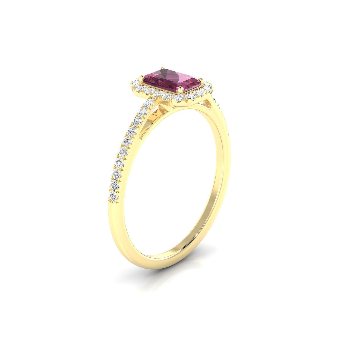 Sunrise | 18k Yellow Gold 6 x 4 mm Emerald Rhodolite Ring