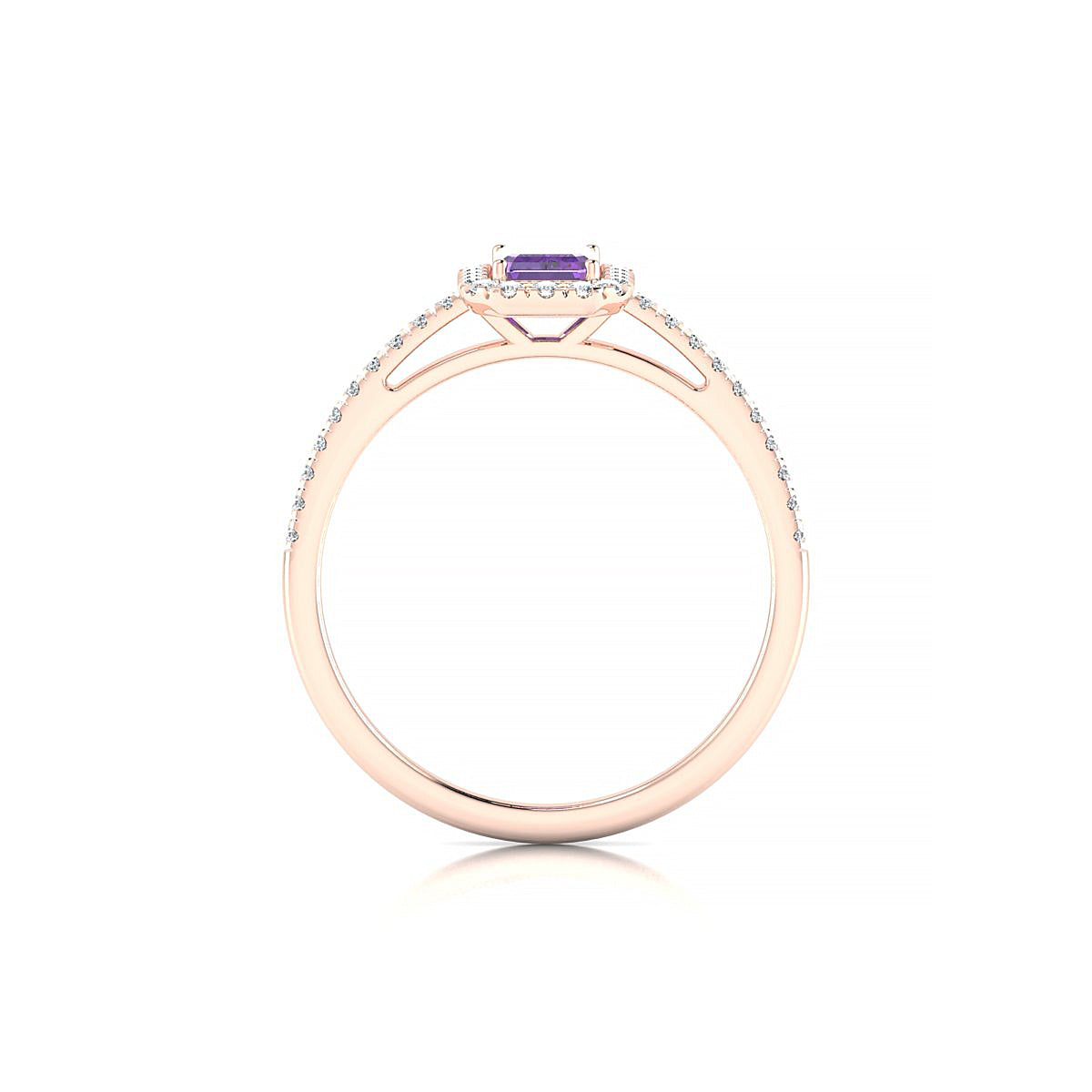 Sunrise | 18k Rose Gold 6 x 4 mm Emerald Amethyst Ring