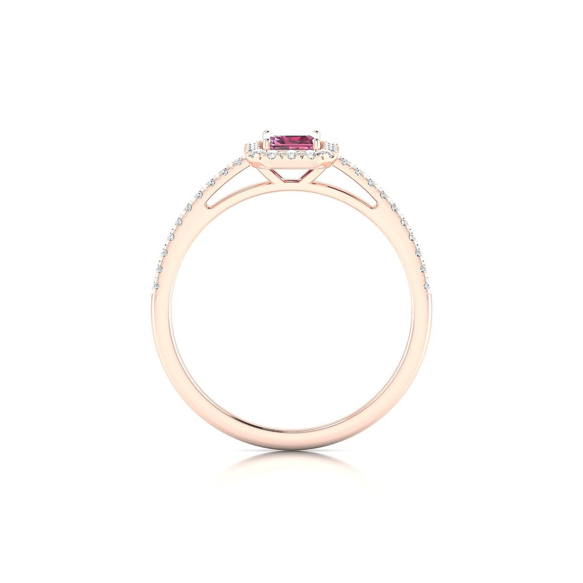 Sunrise | 18k Rose Gold 6 x 4 mm Emerald Rhodolite Ring