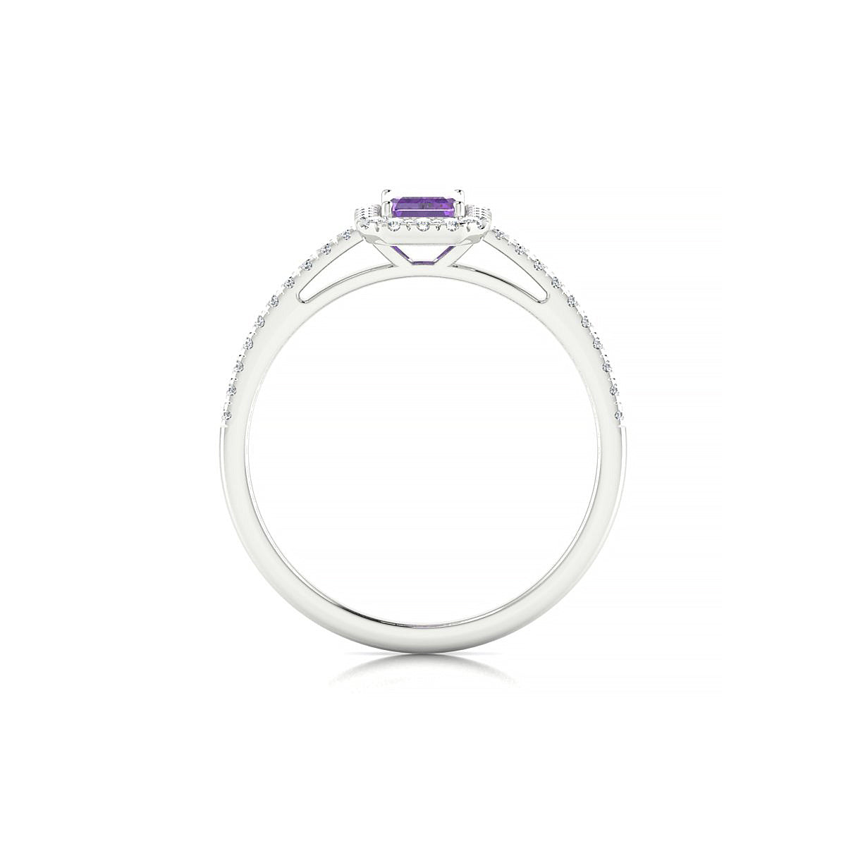 Sunrise | 18k White Gold 6 x 4 mm Emerald Amethyst Ring