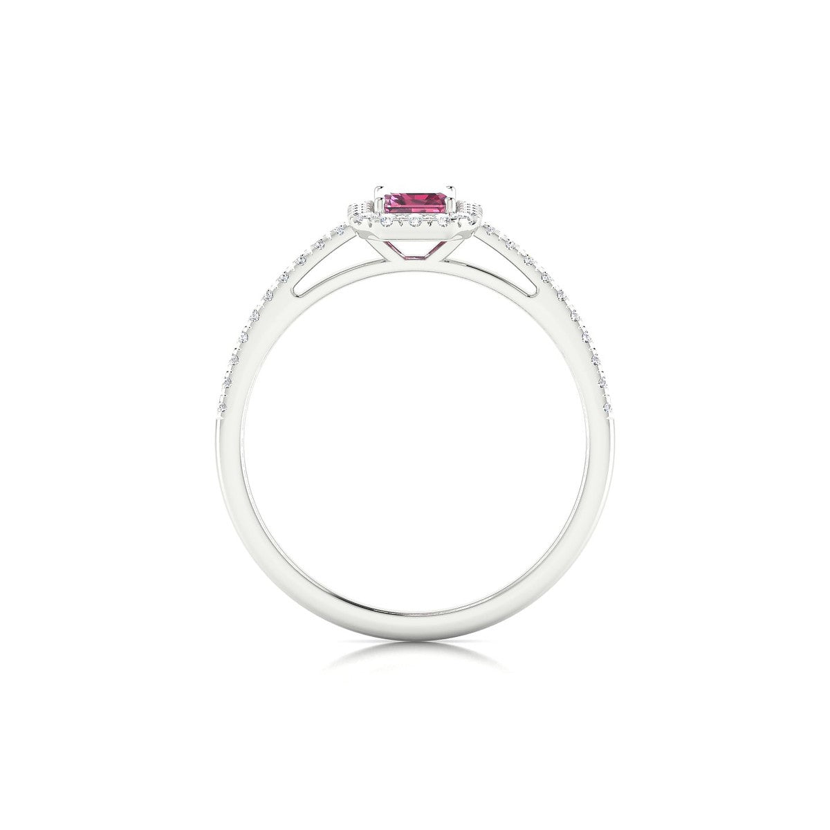 Sunrise | 18k White Gold 6 x 4 mm Emerald Rhodolite Ring