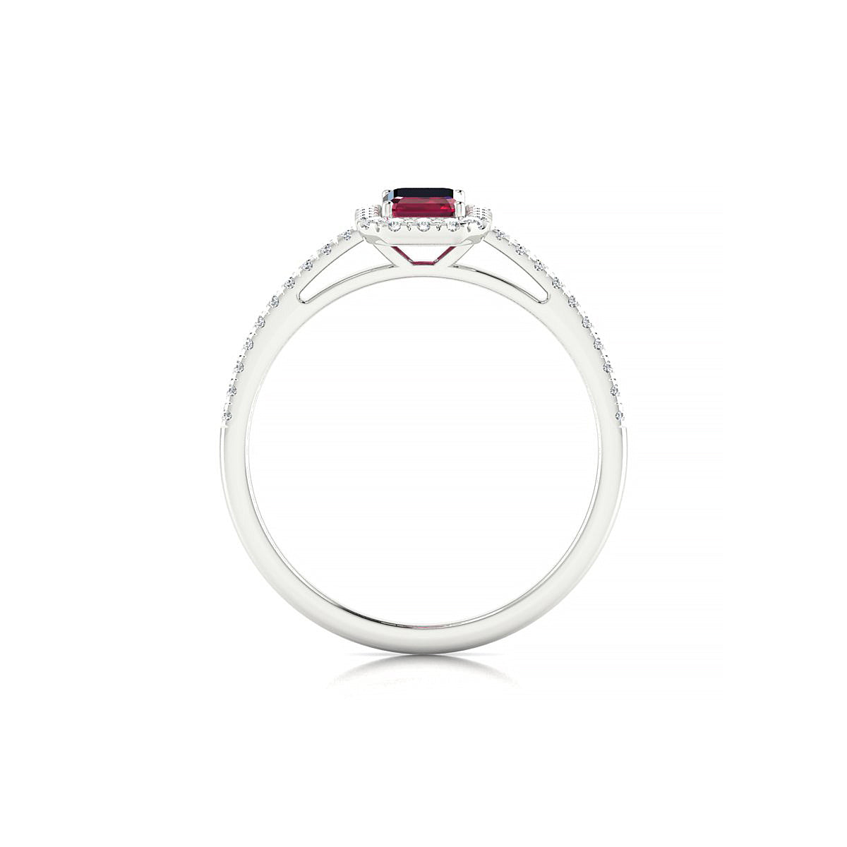 Sunrise | 18k White Gold 6 x 4 mm Emerald Ruby Ring