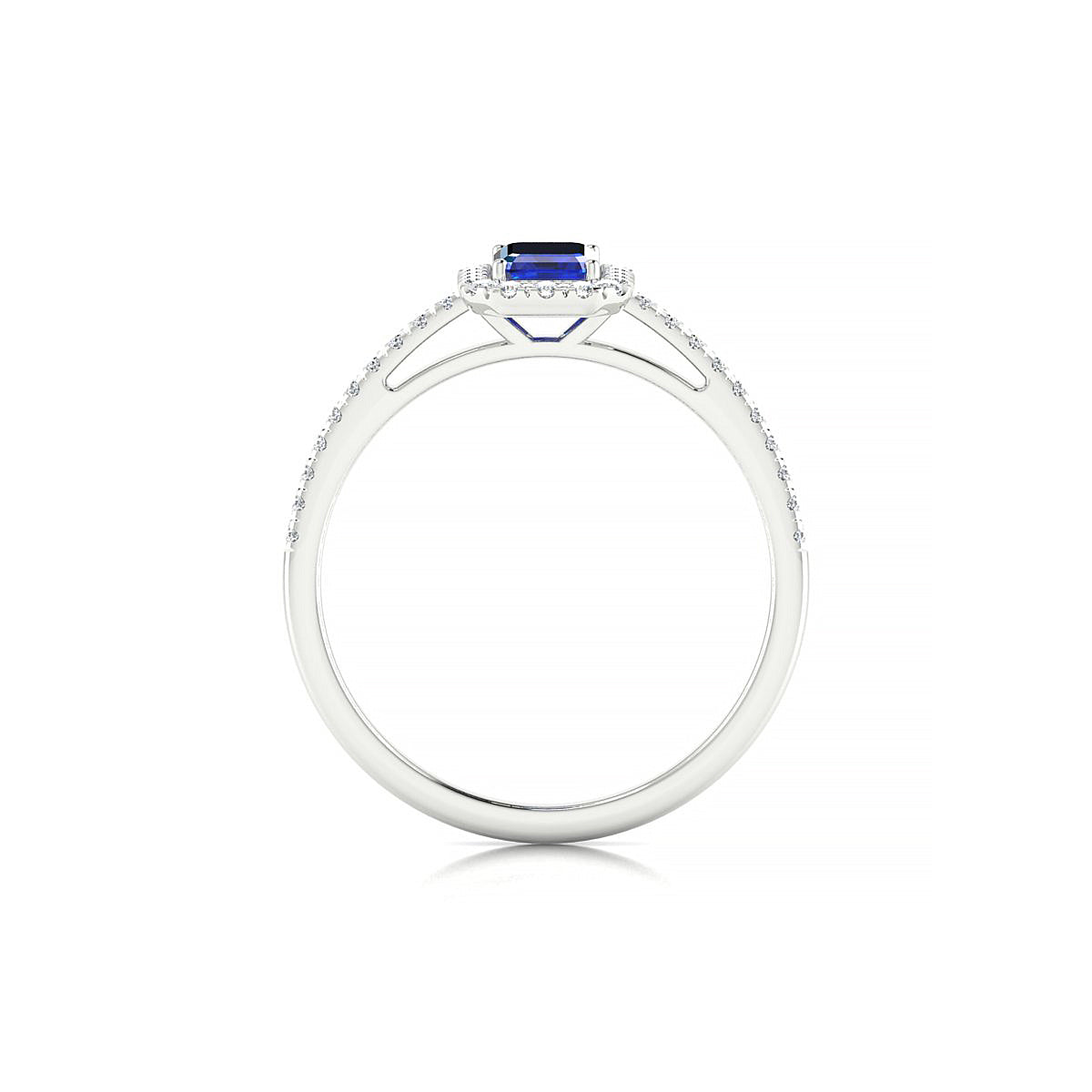 Sunrise | 18k White Gold 6 x 4 mm Emerald Sapphire Ring